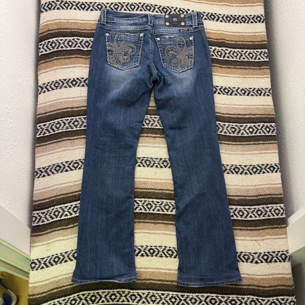 Women's Vintage Y2k Miss Me Easy BootCut Embellished Denim Blue Jeans Sz 29 x 33
